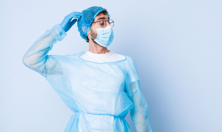 تصویر 1 از گان یک بار مصرف بیمارستان با گرماژ استاندارد و سفارش سریع